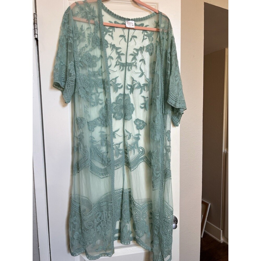 Siren Lily Turquoise Lace Swim Cover Up Or Jacket Size Large